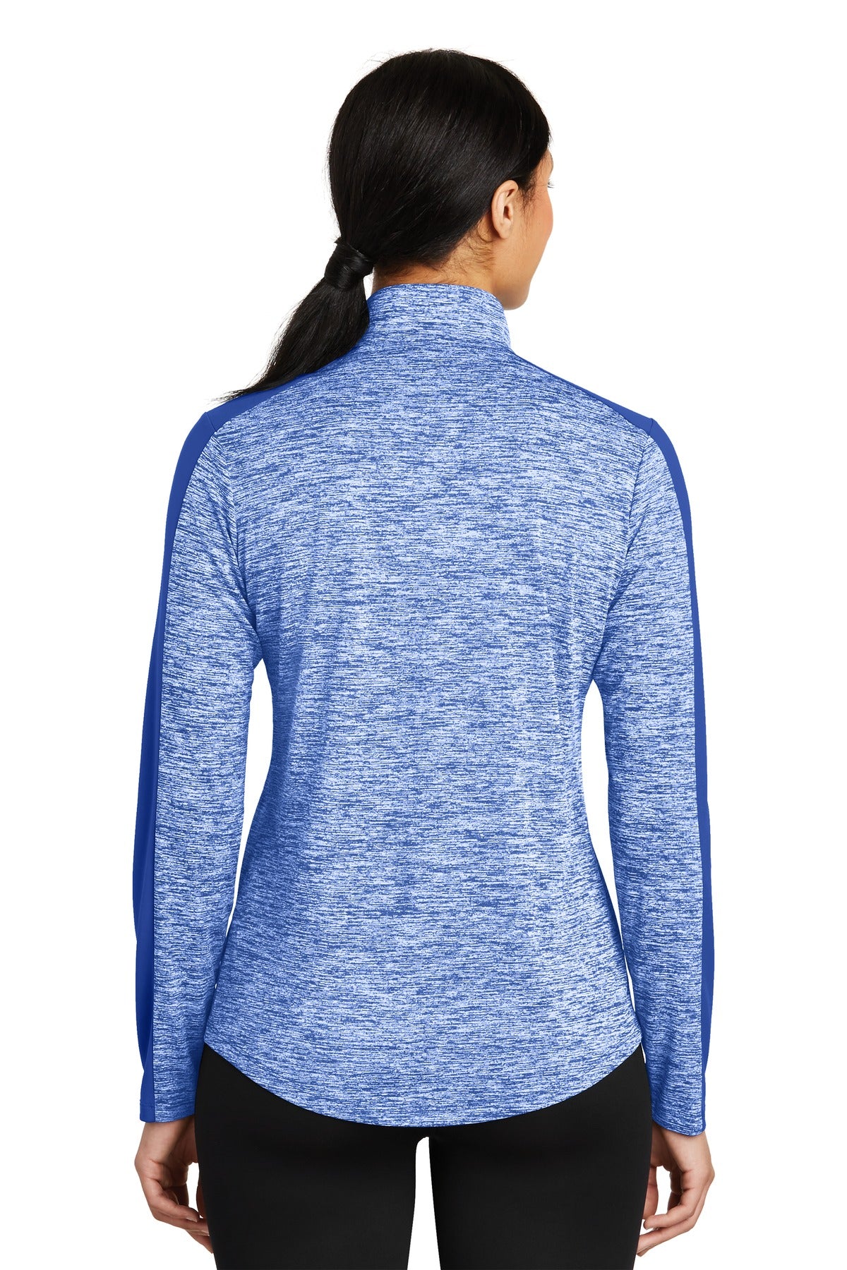 Custom Embroidered Sport-Tek Women's PosiCharge Electric Heather Colorblock 1/4-Zip Pullover. LST397,True Royal Electric/ True Royal