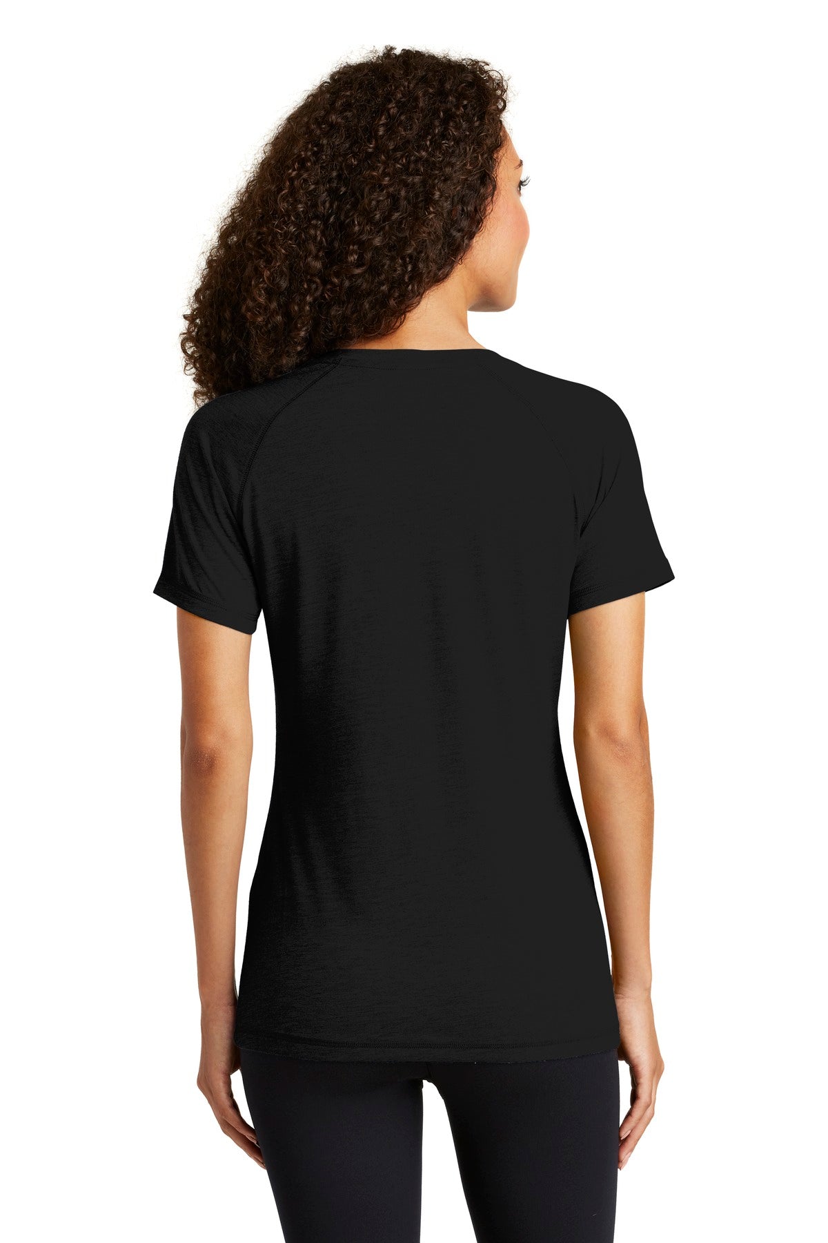Custom Embroidered Sport-Tek  Women's PosiCharge  Tri-Blend Wicking Scoop Neck Raglan Tee. LST400,Black Triad Solid