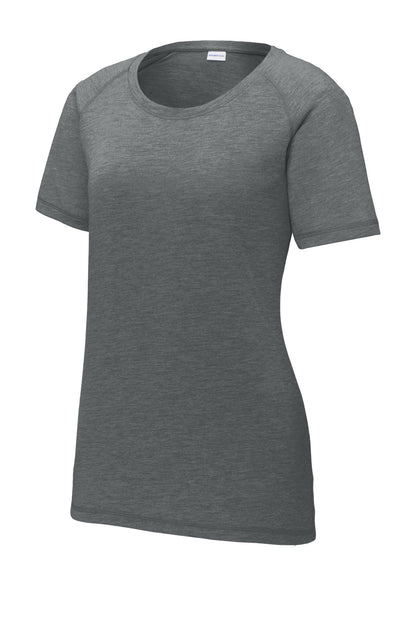 Sport-Tek  Women's PosiCharge  Tri-Blend Wicking Scoop Neck Raglan Tee. LST400