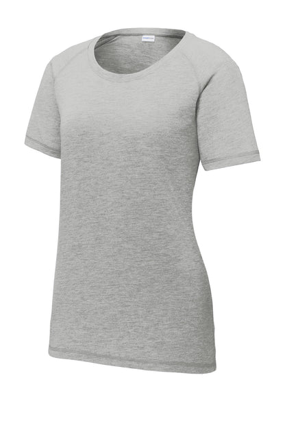 Sport-Tek  Women's PosiCharge  Tri-Blend Wicking Scoop Neck Raglan Tee. LST400