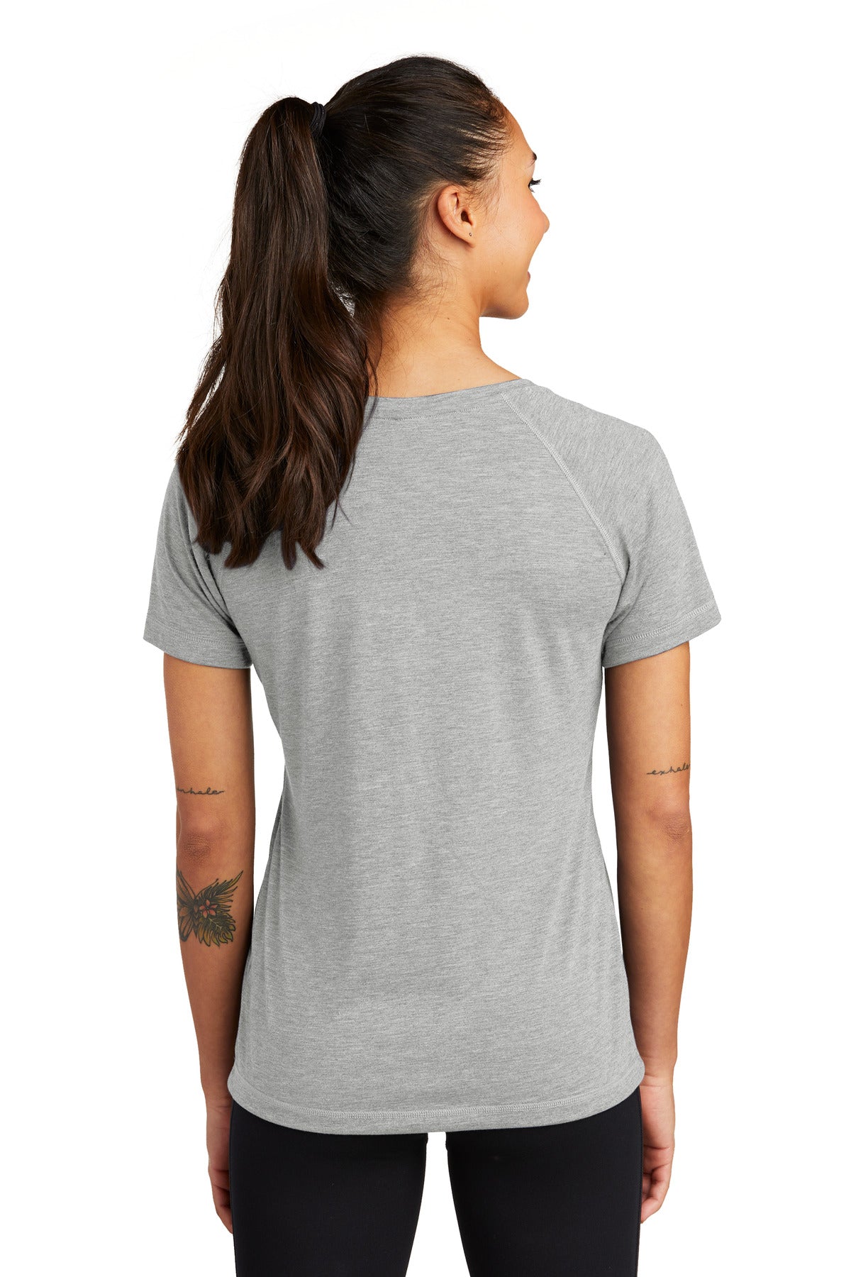 Custom Embroidered Sport-Tek  Women's PosiCharge  Tri-Blend Wicking Scoop Neck Raglan Tee. LST400,Light Grey Heather