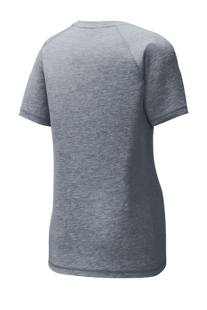 Sport-Tek  Women's PosiCharge  Tri-Blend Wicking Scoop Neck Raglan Tee. LST400