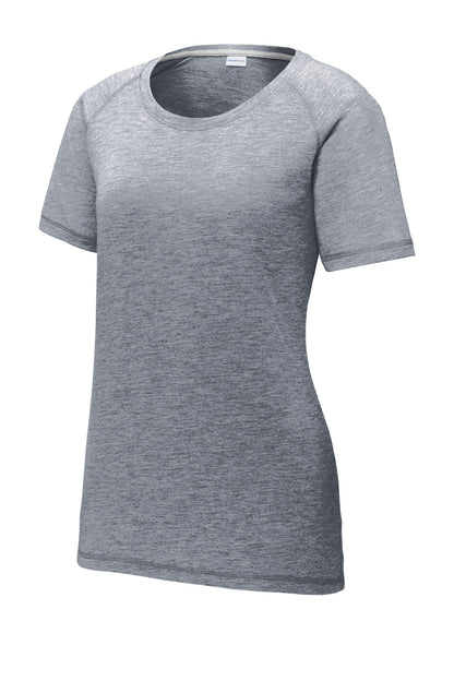Sport-Tek  Women's PosiCharge  Tri-Blend Wicking Scoop Neck Raglan Tee. LST400