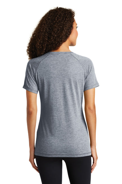 Custom Embroidered Sport-Tek  Women's PosiCharge  Tri-Blend Wicking Scoop Neck Raglan Tee. LST400,True Navy Heather