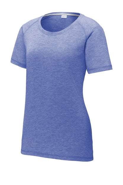 Sport-Tek  Women's PosiCharge  Tri-Blend Wicking Scoop Neck Raglan Tee. LST400