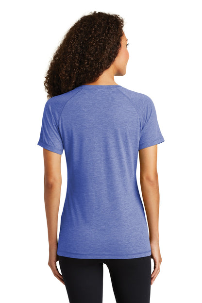 Custom Embroidered Sport-Tek  Women's PosiCharge  Tri-Blend Wicking Scoop Neck Raglan Tee. LST400,True Royal Heather