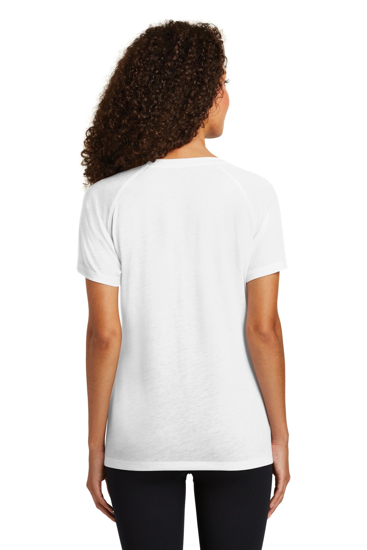 Custom Embroidered Sport-Tek  Women's PosiCharge  Tri-Blend Wicking Scoop Neck Raglan Tee. LST400,White Triad Solid
