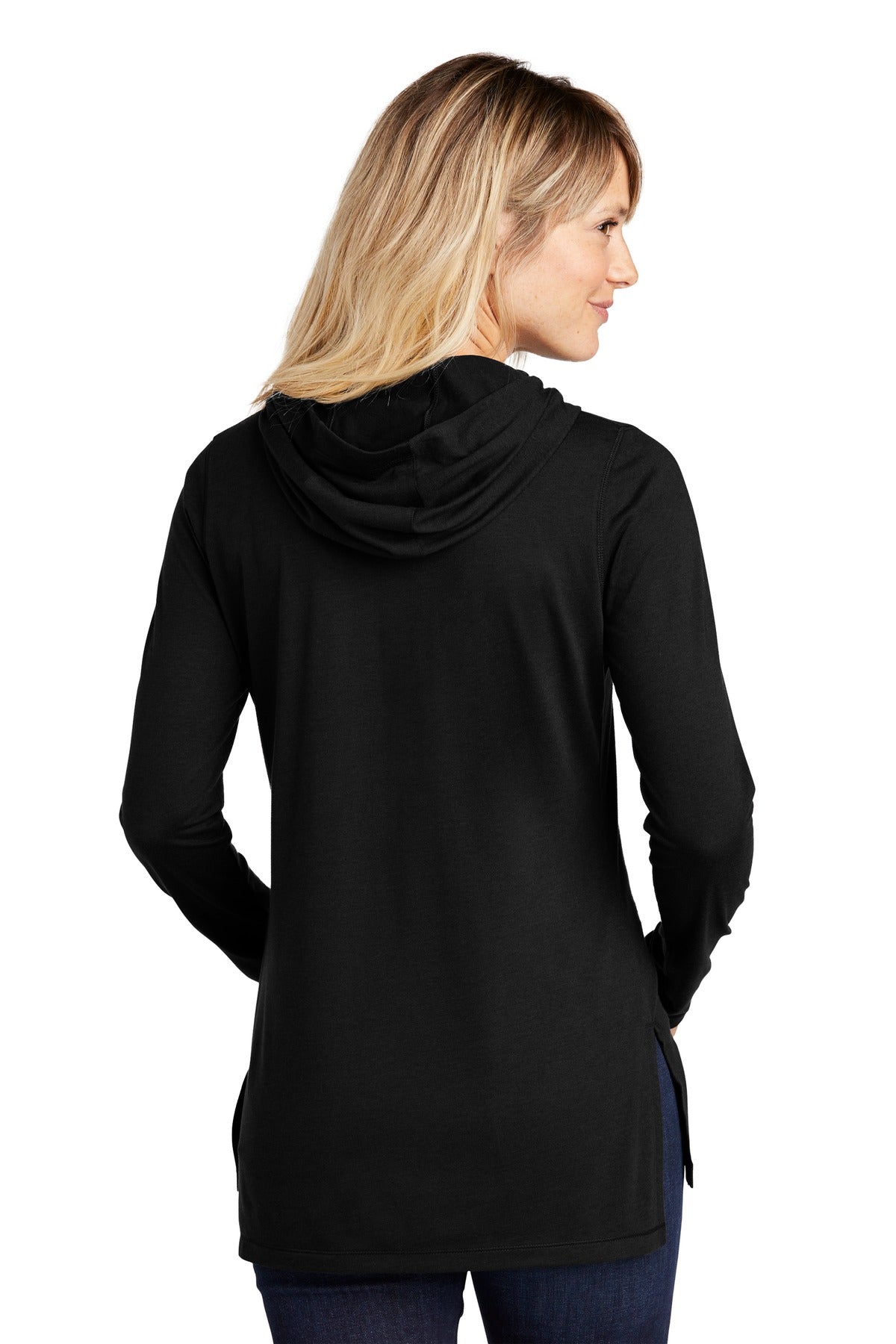 Custom Embroidered Sport-Tek Women's PosiCharge  Tri-Blend Wicking Long Sleeve Hoodie LST406,Black Triad Solid