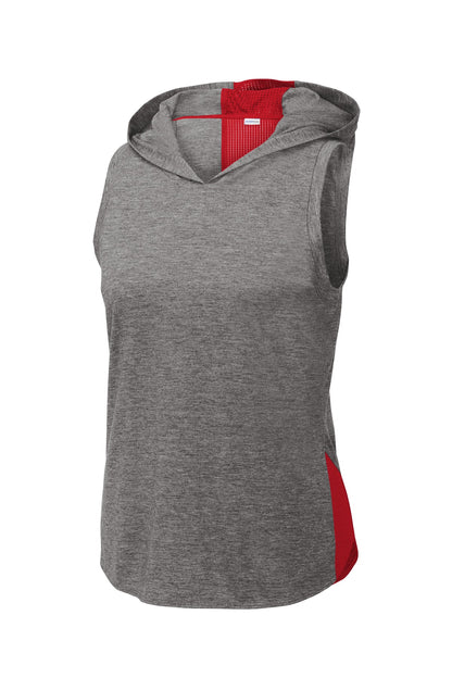 Sport-Tek  Women's PosiCharge  Tri-Blend Wicking Draft Hoodie Tank. LST410
