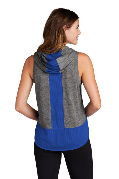Custom Embroidered Sport-Tek  Women's PosiCharge  Tri-Blend Wicking Draft Hoodie Tank. LST410,True Royal/ Dark Grey Heather