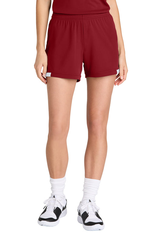Sport-Tek Women's Club 5  Short LST442 Deep Red/ White