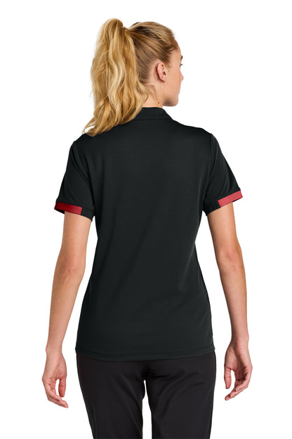 Custom Embroidered Sport-Tek Women's Club Colorblock Polo LST444,Black/ Deep Red