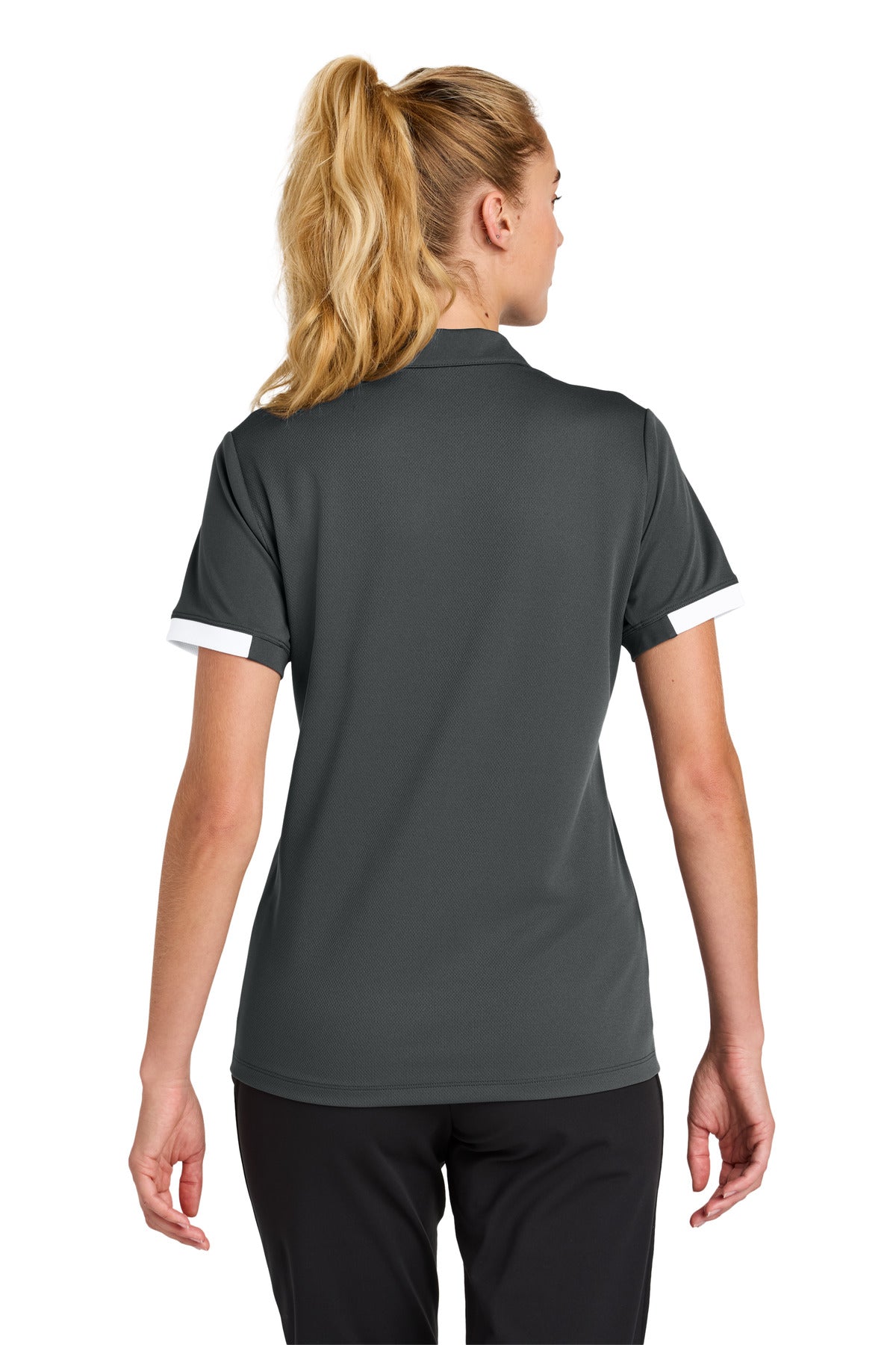 Custom Embroidered Sport-Tek Women's Club Colorblock Polo LST444,Iron Grey/ White