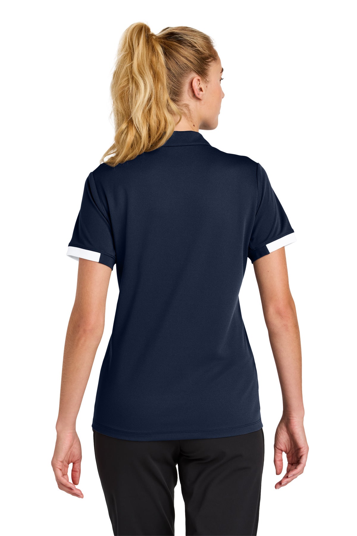 Custom Embroidered Sport-Tek Women's Club Colorblock Polo LST444,True Navy/ White