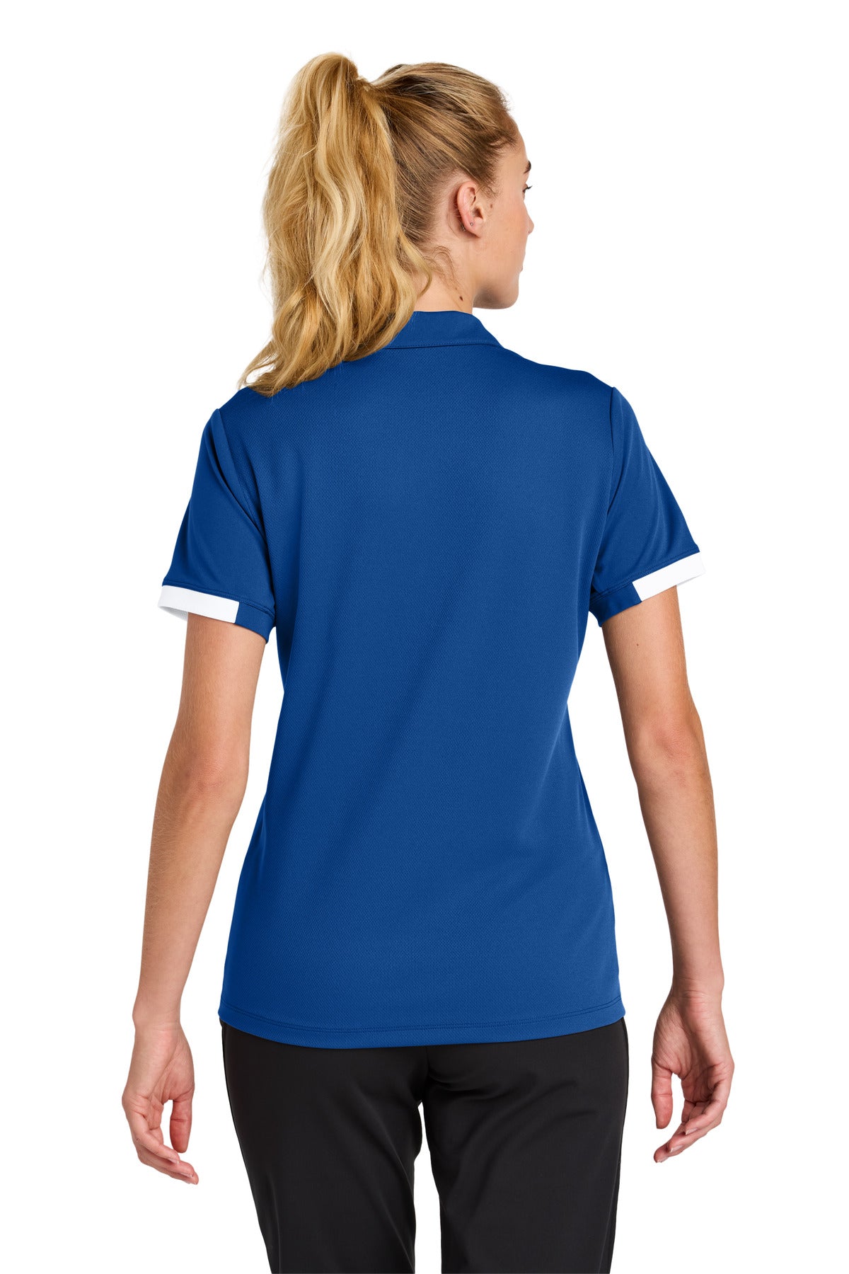 Custom Embroidered Sport-Tek Women's Club Colorblock Polo LST444,True Royal/ White
