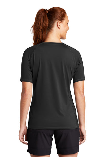 Custom Embroidered Sport-Tek  Women's Rashguard Tee. LST470,Black