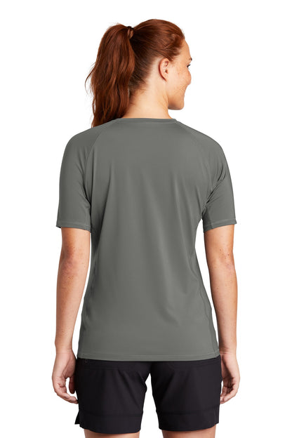 Custom Embroidered Sport-Tek  Women's Rashguard Tee. LST470,Dark Smoke Grey