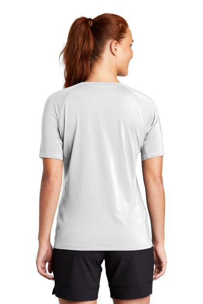 Custom Embroidered Sport-Tek  Women's Rashguard Tee. LST470,White