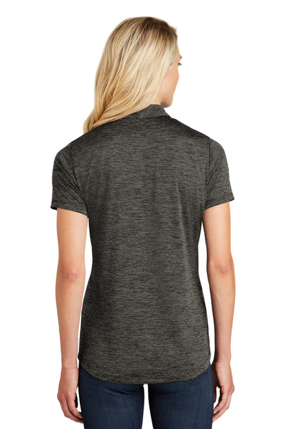 Custom Embroidered Sport-Tek  Women's PosiCharge  Electric Heather Polo. LST590,Grey-Black Electric