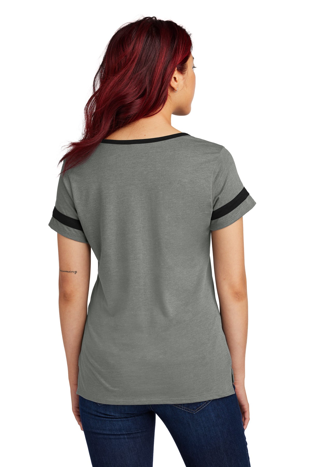 Custom Embroidered Sport-Tek Women's Halftime Notch Neck Tee LST6041,Vintage Heather/ Black