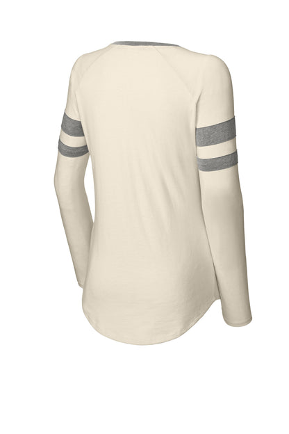 Sport-Tek Women's Halftime Stripe Long Sleeve V-Neck Tee LST6043