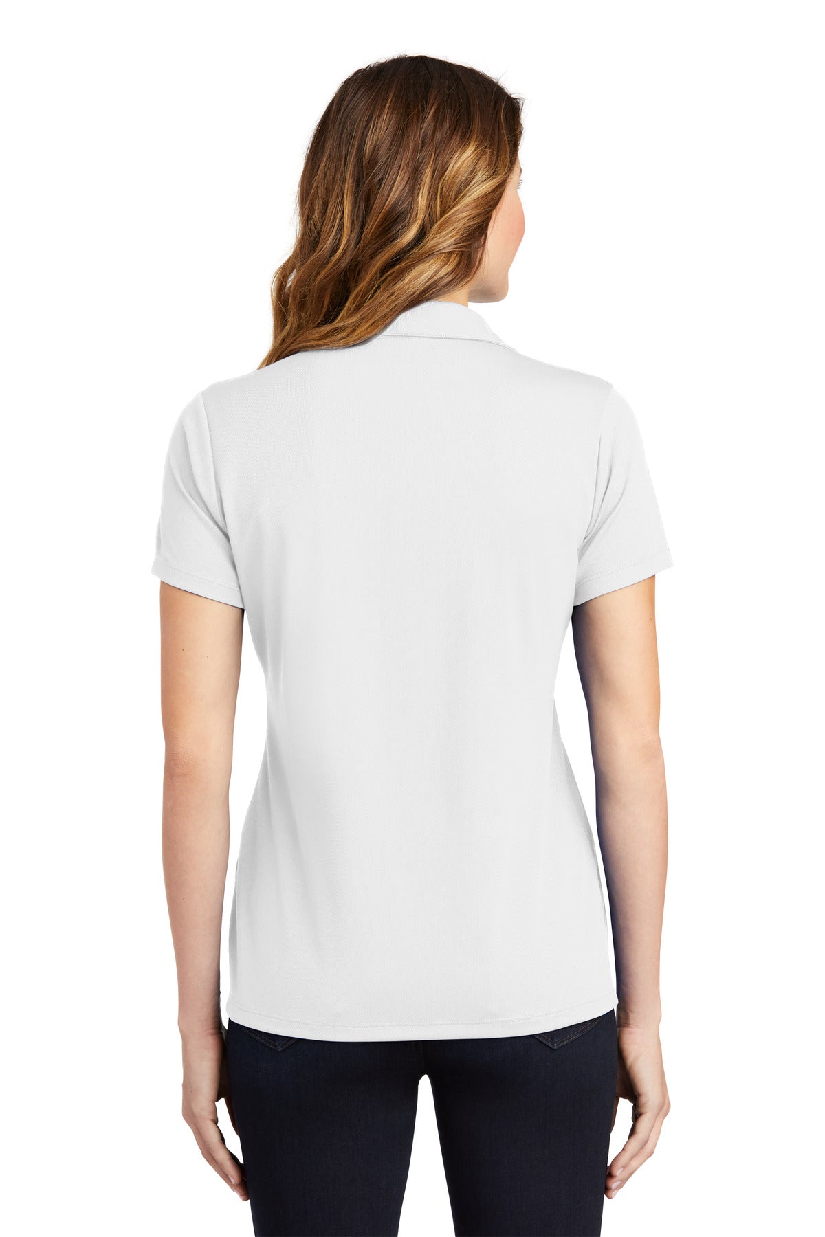 Custom Embroidered Sport-Tek Women's PosiCharge RacerMesh Polo. LST640,White