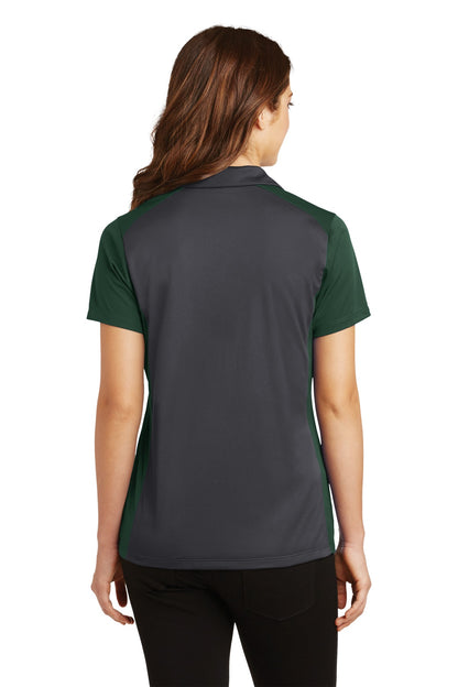 Custom Embroidered Sport-Tek Women's Colorblock Micropique Sport-Wick Polo. LST652,Iron Grey/ Forest Green