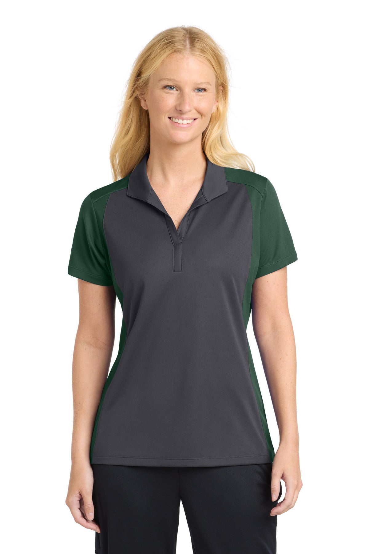 Custom Embroidered Sport-Tek Polos/Knits in Iron Grey/ Forest Green