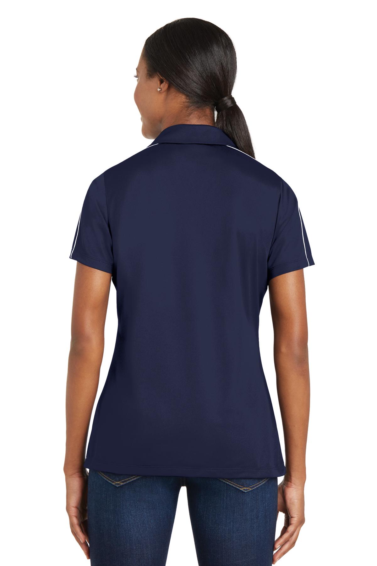 Custom Embroidered Sport-Tek Women's Micropique Sport-Wick Piped Polo. LST653,True Navy/ White