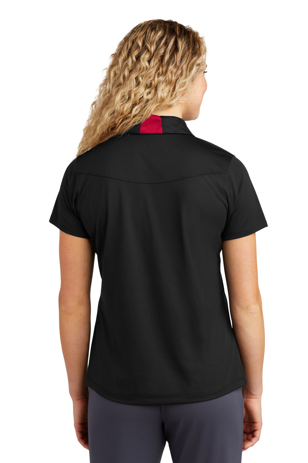 Custom Embroidered Sport-Tek Women's Side Blocked Micropique Sport-Wick Polo. LST655,Black/ Deep Red