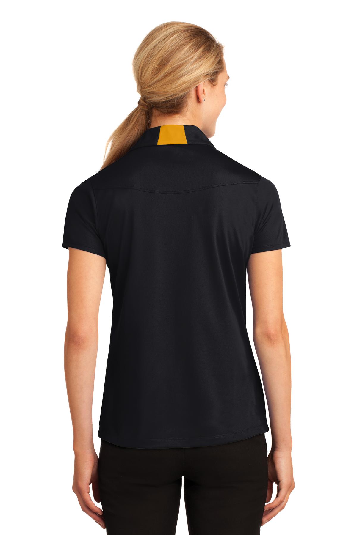 Custom Embroidered Sport-Tek Women's Side Blocked Micropique Sport-Wick Polo. LST655,Black/ Gold