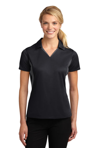 Sport-Tek Women's Side Blocked Micropique Sport-Wick Polo. LST655