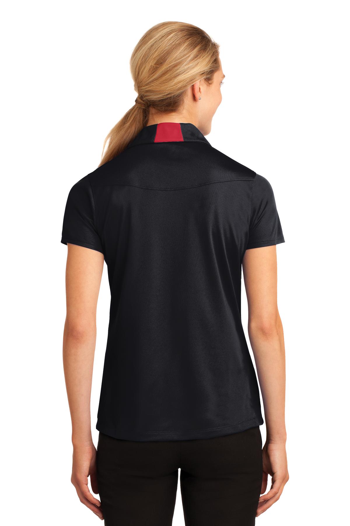 Custom Embroidered Sport-Tek Women's Side Blocked Micropique Sport-Wick Polo. LST655,Black/ True Red