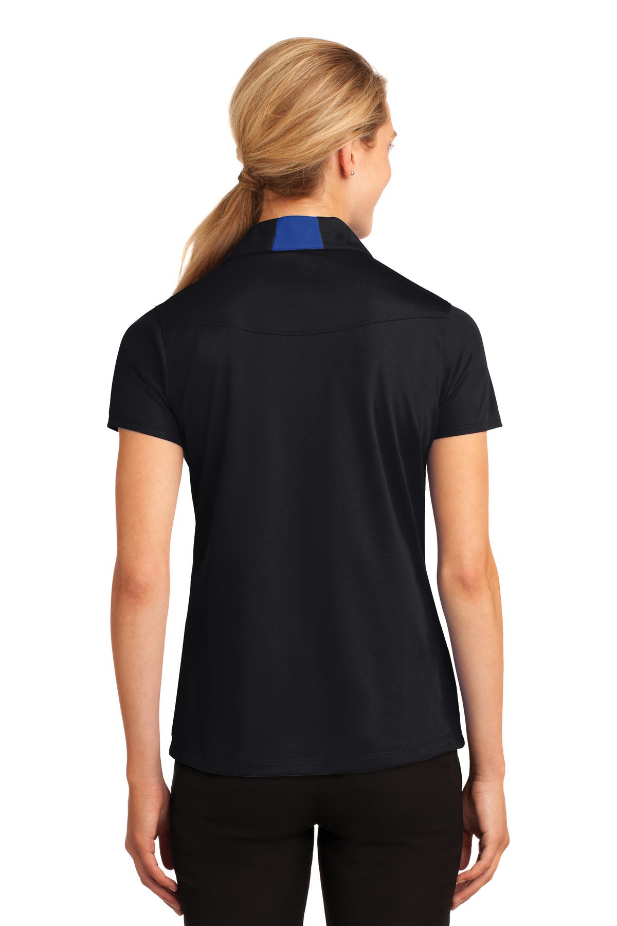 Custom Embroidered Sport-Tek Women's Side Blocked Micropique Sport-Wick Polo. LST655,Black/ True Royal