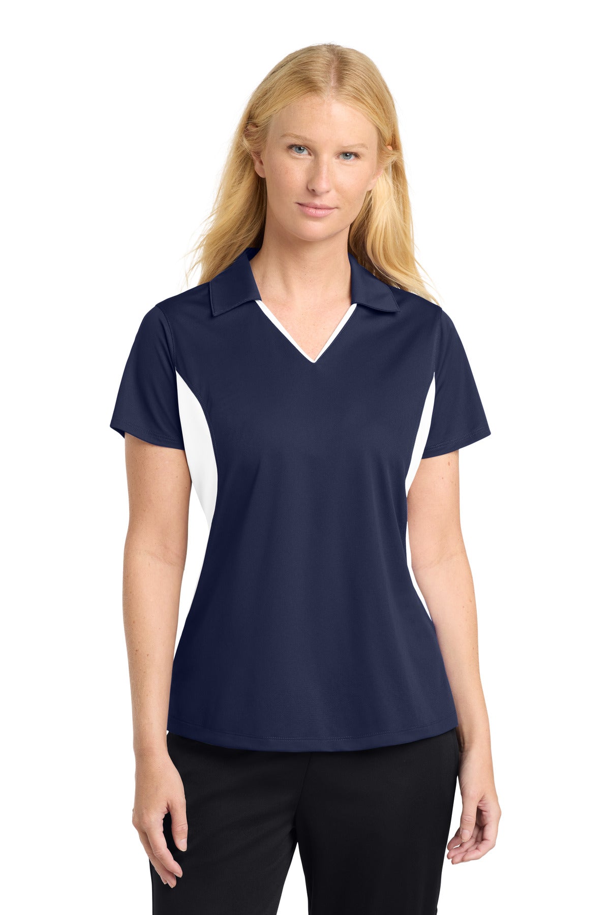 Custom Embroidered Sport-Tek Polos/Knits in True Navy/ White