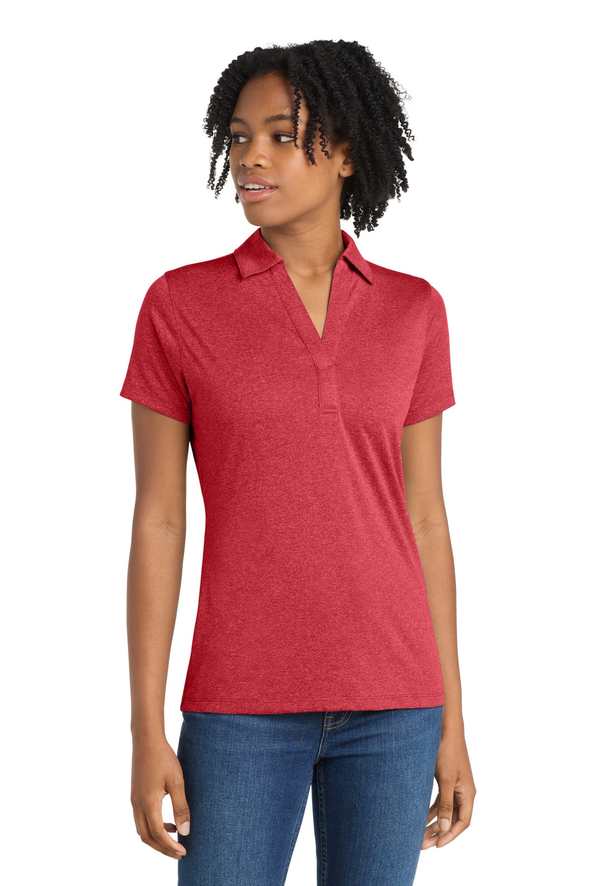 Custom Embroidered Sport-Tek Polos/Knits in Scarlet Heather
