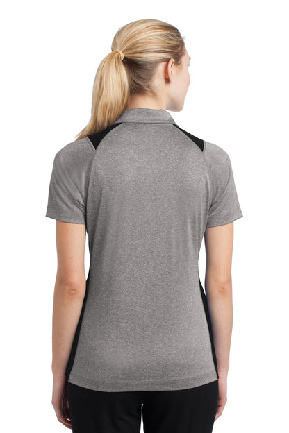 Custom Embroidered Sport-Tek Women's Heather Colorblock Contender Polo. LST665,Vintage Heather/ Black