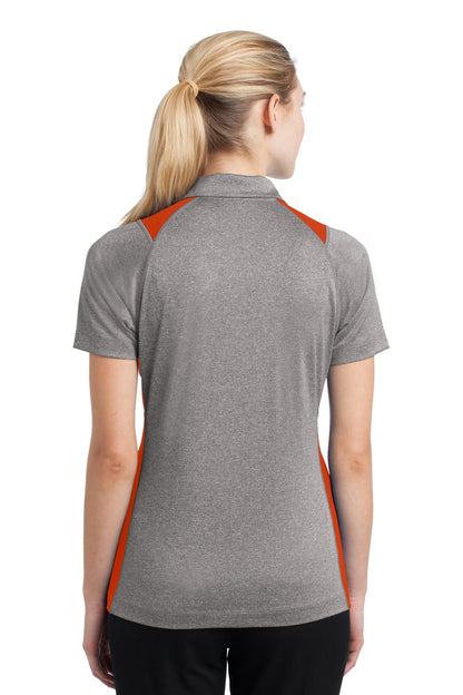 Custom Embroidered Sport-Tek Women's Heather Colorblock Contender Polo. LST665,Vintage Heather/ Deep Orange