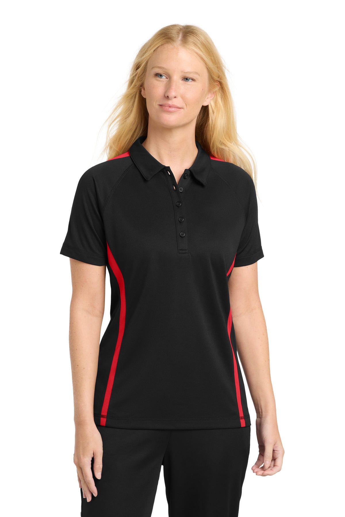 Custom Embroidered Sport-Tek Polos/Knits in Black/ Red