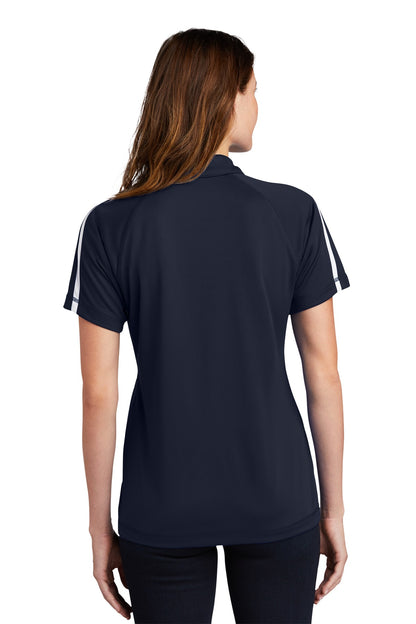 Custom Embroidered Sport-Tek Women's PosiCharge Micro-Mesh Colorblock Polo. LST685,True Navy/ White