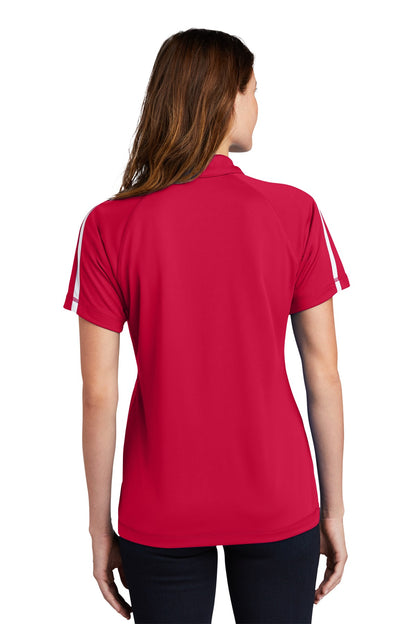 Custom Embroidered Sport-Tek Women's PosiCharge Micro-Mesh Colorblock Polo. LST685,True Red/ White