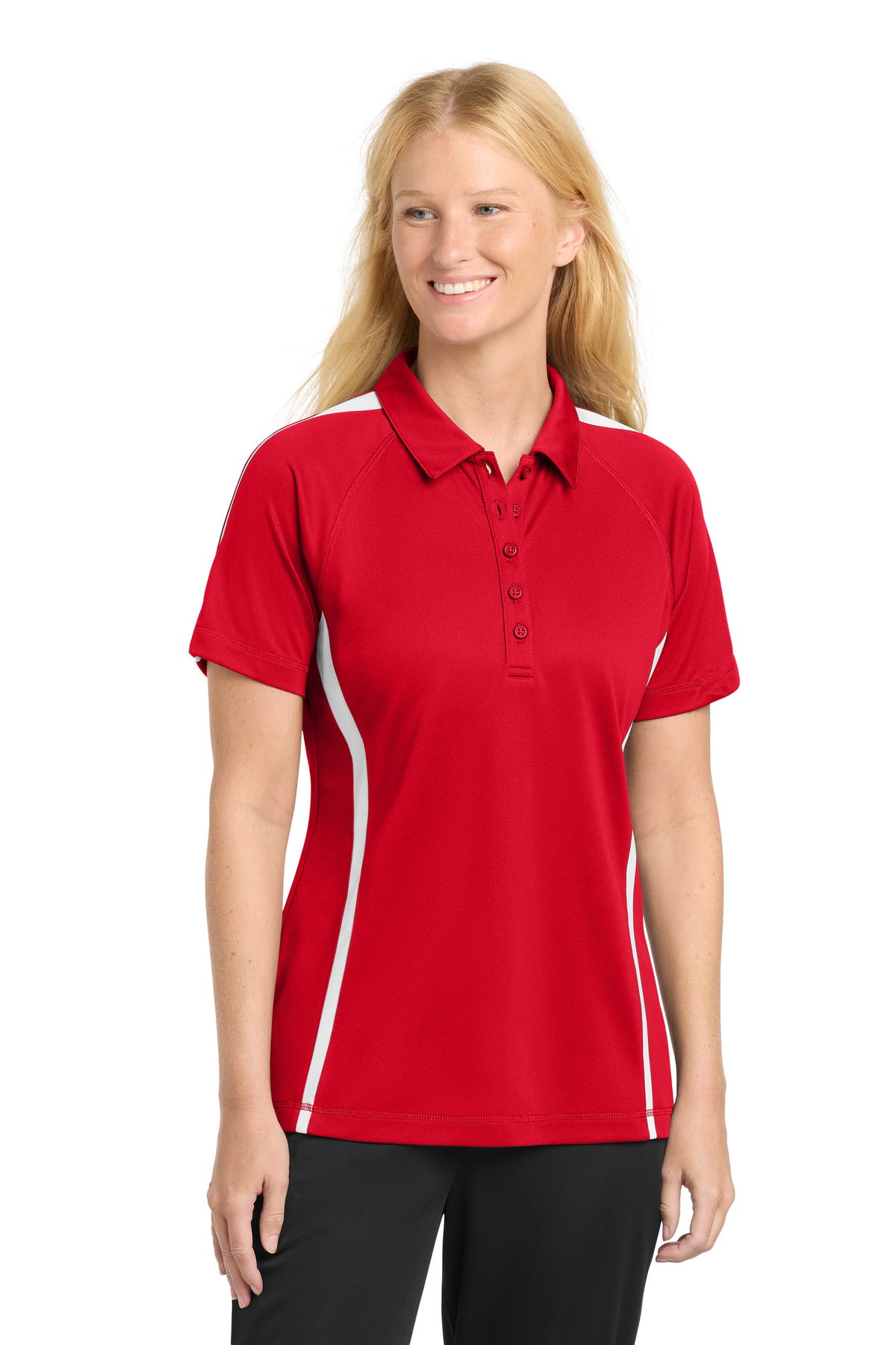 Custom Embroidered Sport-Tek Polos/Knits in True Red/ White