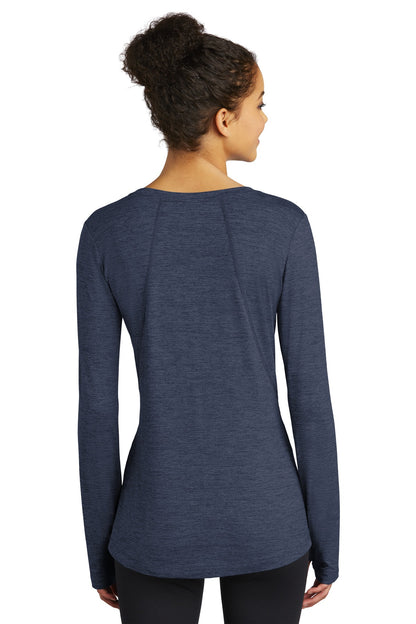 Custom Embroidered Sport-Tek  Women's Exchange 1.5 Long Sleeve Crew. LST710,Dark Denim Heather