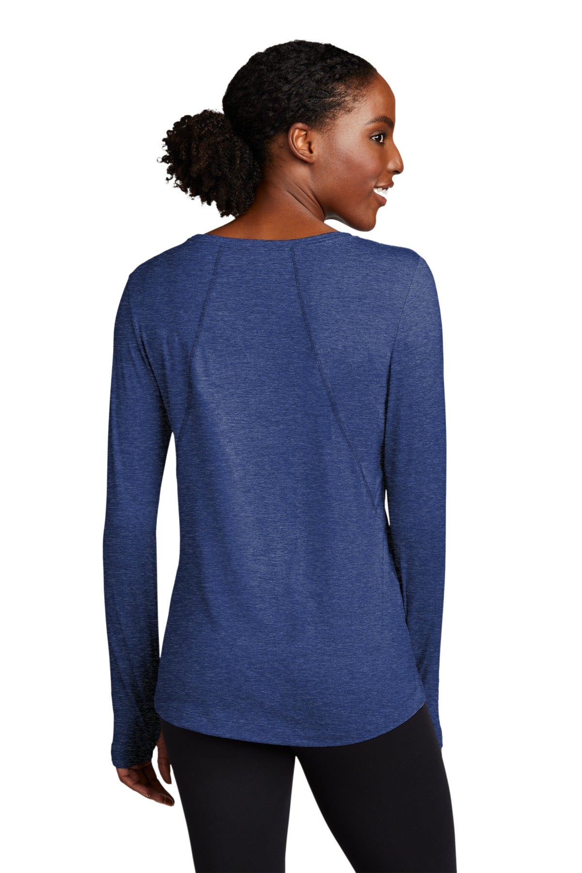 Custom Embroidered Sport-Tek  Women's Exchange 1.5 Long Sleeve Crew. LST710,True Royal Heather