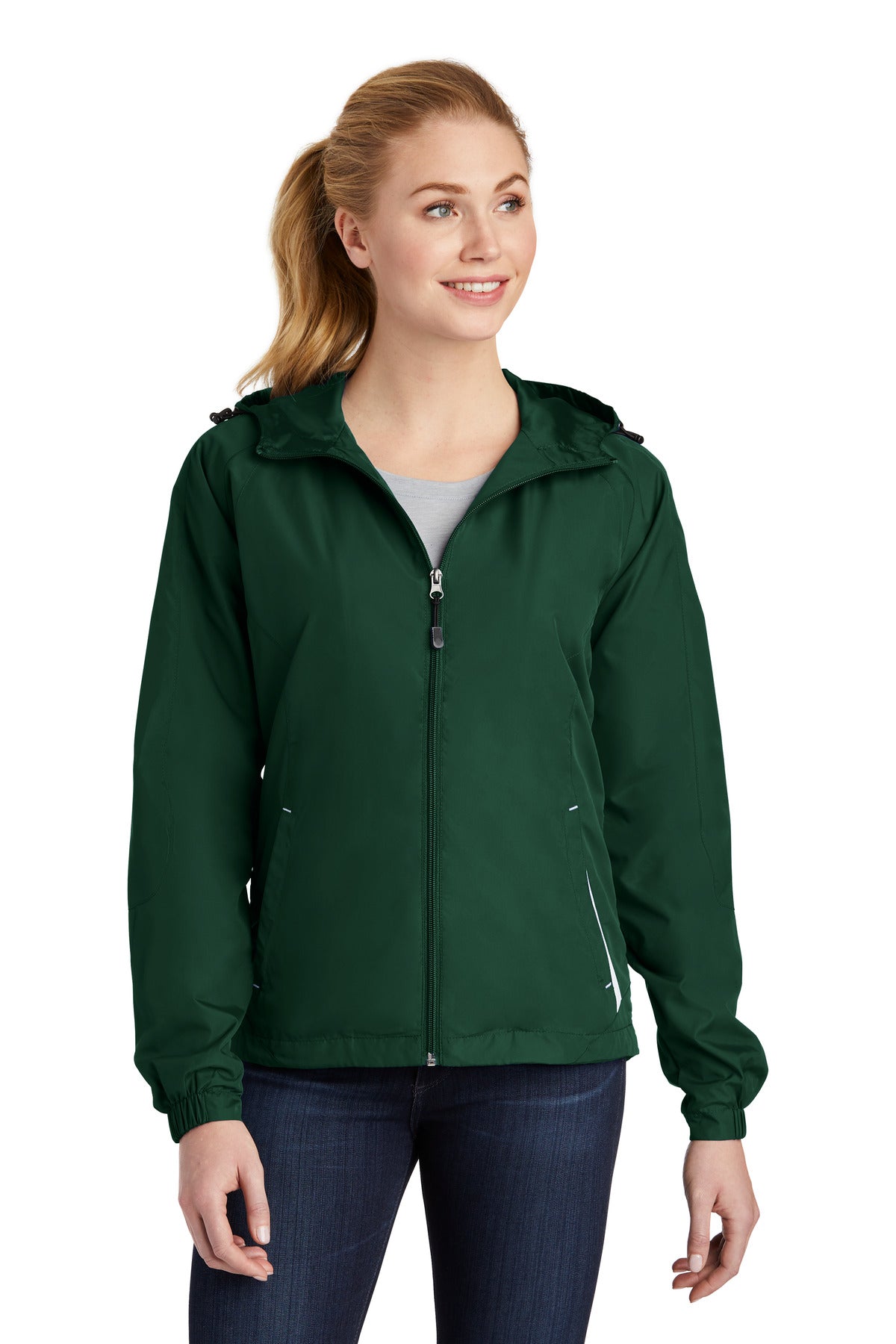 Sport-Tek Women's Colorblock Hooded Raglan Jacket. LST76