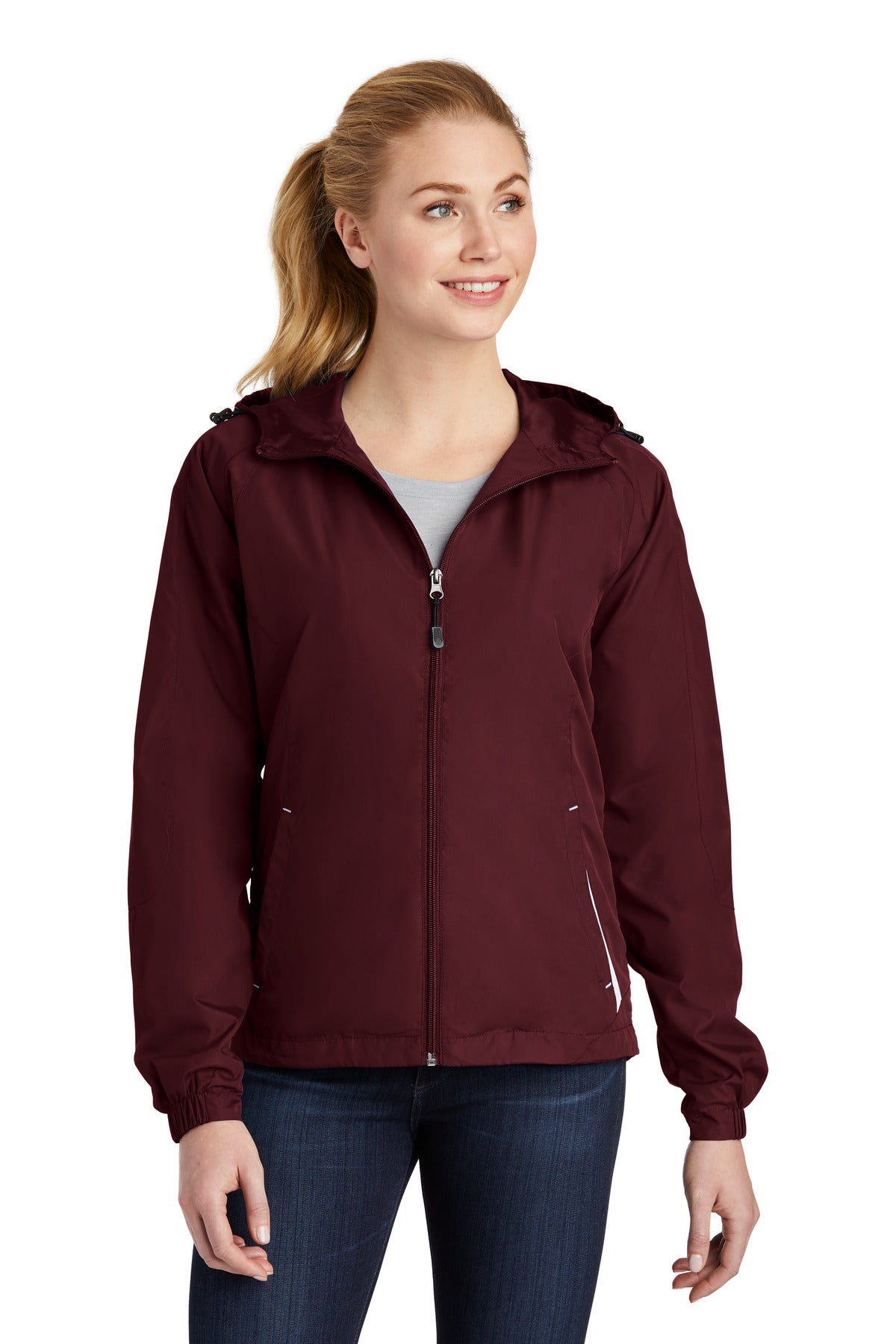 Sport-Tek Women's Colorblock Hooded Raglan Jacket. LST76