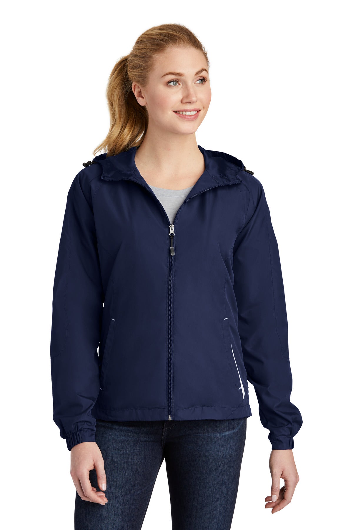 Sport-Tek Women's Colorblock Hooded Raglan Jacket. LST76