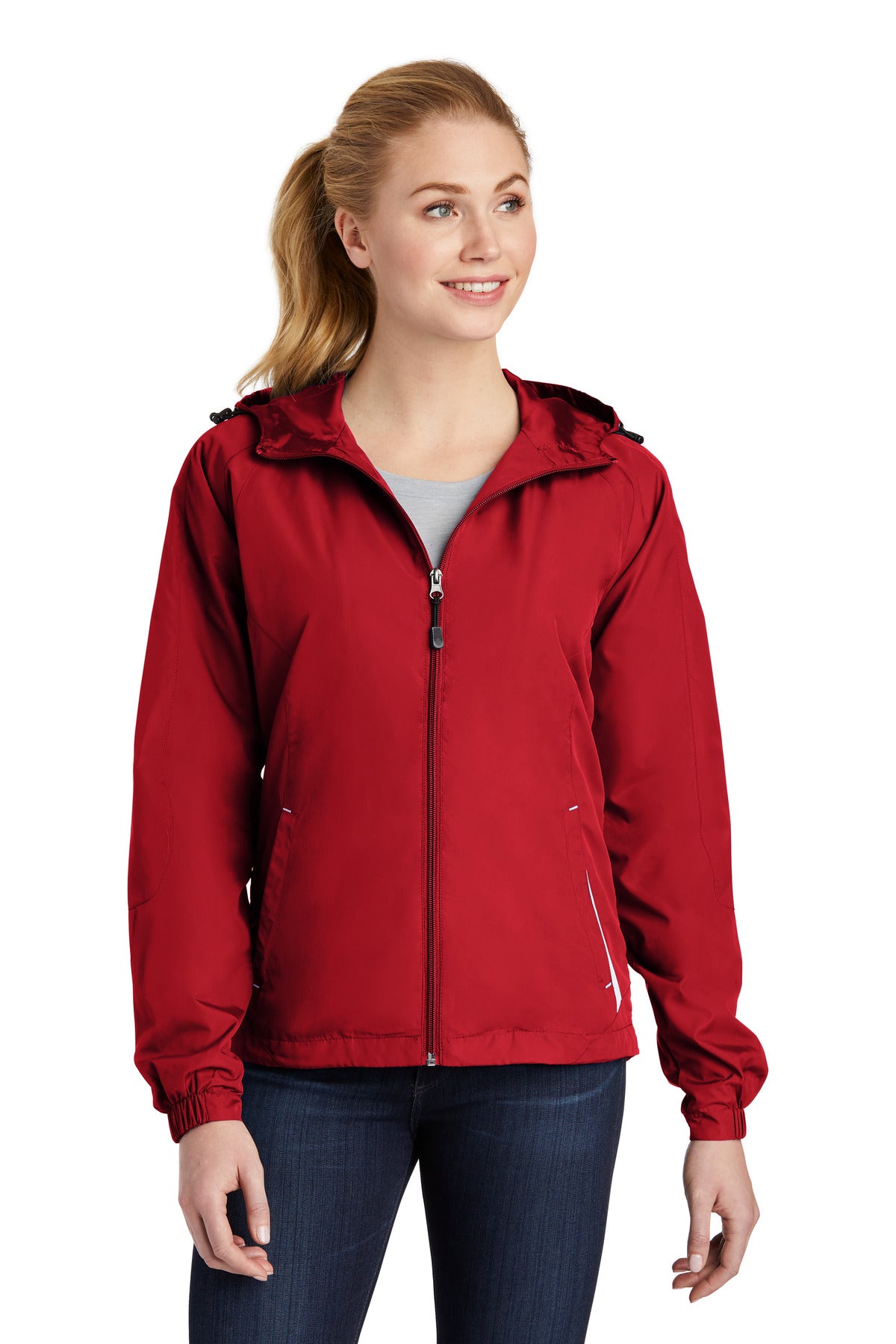 Sport-Tek Women's Colorblock Hooded Raglan Jacket. LST76