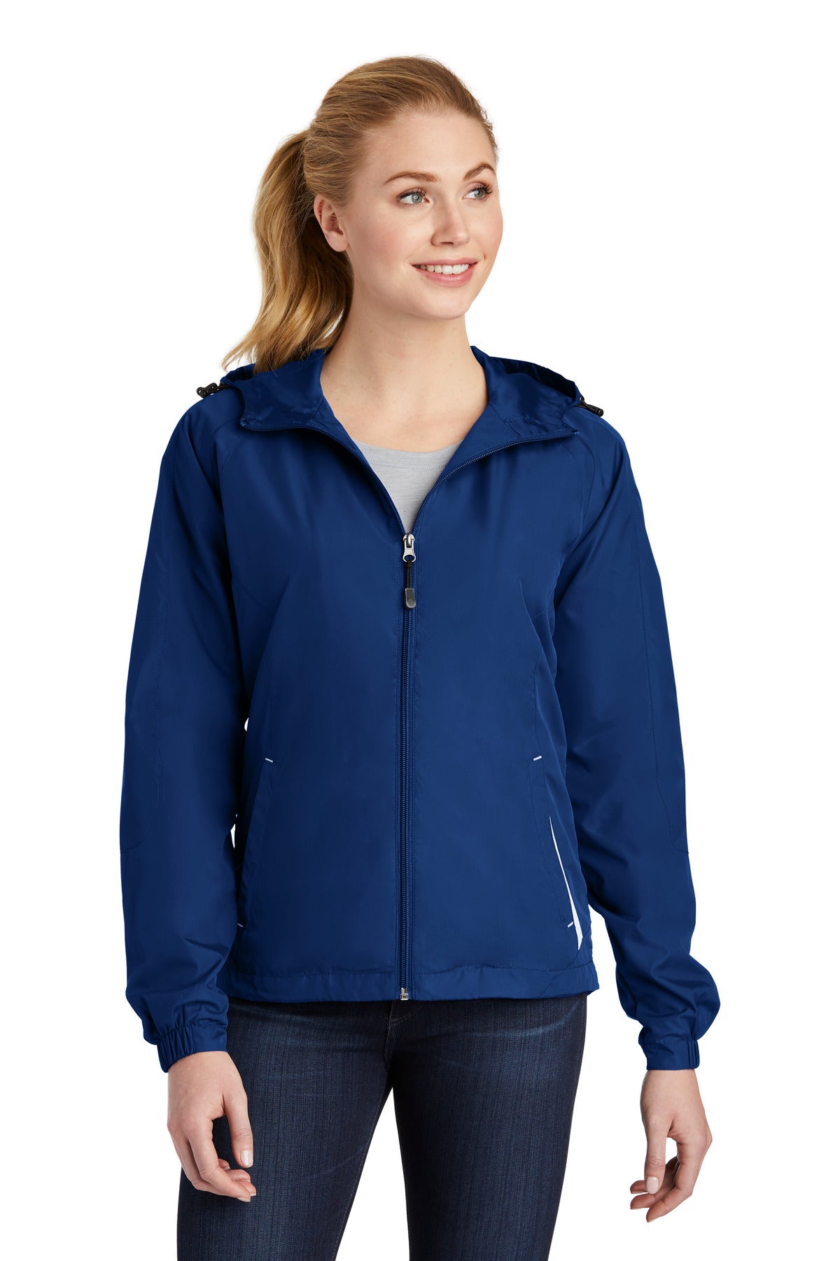 Sport-Tek Women's Colorblock Hooded Raglan Jacket. LST76