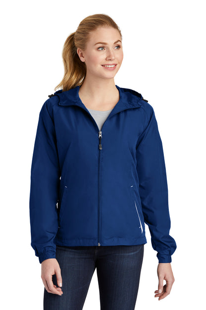 Sport-Tek Women's Colorblock Hooded Raglan Jacket. LST76